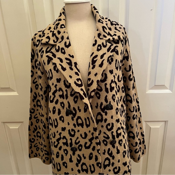 NWT Anne Klein - Leopard Long Cardigan/coat sz Large - Picture 12 of 14